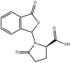 5-Oxo-1-(3-oxo-1,3-dihydro-2-benzofuran-1-yl)-D-proline Struktur