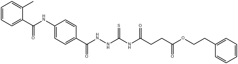 2-phenylethyl 4-[[[4-[(2-methylbenzoyl)amino]benzoyl]amino]carbamothioylamino]-4-oxobutanoate Struktur