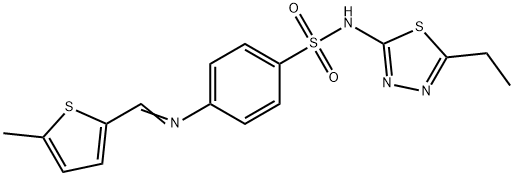 N-(5-ethyl-1,3,4-thiadiazol-2-yl)-4-{[(5-methyl-2-thienyl)methylene]amino}benzenesulfonamide Structure
