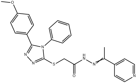 2-{[5-(4-methoxyphenyl)-4-phenyl-4H-1,2,4-triazol-3-yl]sulfanyl}-N'-[(1E)-1-(pyridin-4-yl)ethylidene]acetohydrazide Struktur