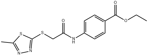 ethyl 4-(2-((5-methyl-1,3,4-thiadiazol-2-yl)thio)acetamido)benzoate Struktur