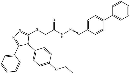 N'-[(E)-biphenyl-4-ylmethylidene]-2-{[4-(4-ethoxyphenyl)-5-phenyl-4H-1,2,4-triazol-3-yl]sulfanyl}acetohydrazide Struktur
