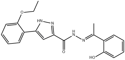 3-(2-ethoxyphenyl)-N'-[(1E)-1-(2-hydroxyphenyl)ethylidene]-1H-pyrazole-5-carbohydrazide Struktur