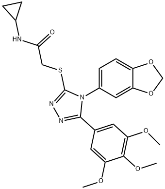 2-{[4-(1,3-benzodioxol-5-yl)-5-(3,4,5-trimethoxyphenyl)-4H-1,2,4-triazol-3-yl]sulfanyl}-N-cyclopropylacetamide Structure