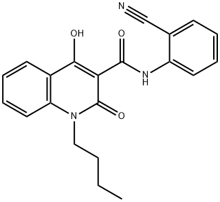 1-butyl-N-(2-cyanophenyl)-4-hydroxy-2-oxo-1,2-dihydroquinoline-3-carboxamide Struktur