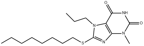 3-methyl-8-(octylsulfanyl)-7-propyl-3,7-dihydro-1H-purine-2,6-dione Struktur