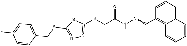 2-({5-[(4-methylbenzyl)sulfanyl]-1,3,4-thiadiazol-2-yl}sulfanyl)-N'-[(E)-naphthalen-1-ylmethylidene]acetohydrazide Struktur