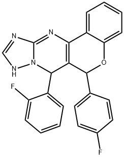 7-(2-fluorophenyl)-6-(4-fluorophenyl)-7,9-dihydro-6H-chromeno[4,3-d][1,2,4]triazolo[1,5-a]pyrimidine Struktur