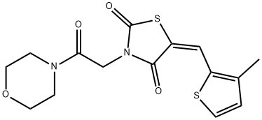 5-[(3-methyl-2-thienyl)methylene]-3-[2-(4-morpholinyl)-2-oxoethyl]-1,3-thiazolidine-2,4-dione Struktur