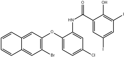 N-{2-[(3-bromo-2-naphthyl)oxy]-5-chlorophenyl}-2-hydroxy-3,5-diiodobenzamide Structure