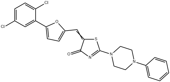 5-{[5-(2,5-dichlorophenyl)-2-furyl]methylene}-2-(4-phenyl-1-piperazinyl)-1,3-thiazol-4(5H)-one Struktur