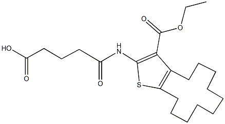 5-{[3-(ethoxycarbonyl)-4,5,6,7,8,9,10,11,12,13-decahydrocyclododeca[b]thien-2-yl]amino}-5-oxopentanoic acid Struktur