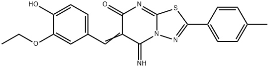 6-(3-ethoxy-4-hydroxybenzylidene)-5-imino-2-(4-methylphenyl)-5,6-dihydro-7H-[1,3,4]thiadiazolo[3,2-a]pyrimidin-7-one Struktur