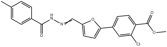 methyl 2-chloro-4-{5-[2-(4-methylbenzoyl)carbohydrazonoyl]-2-furyl}benzoate Struktur