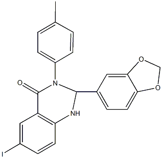 2-(1,3-benzodioxol-5-yl)-6-iodo-3-(4-methylphenyl)-2,3-dihydro-4(1H)-quinazolinone Struktur