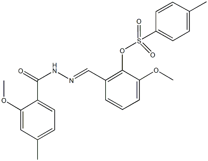 2-methoxy-6-[2-(2-methoxy-4-methylbenzoyl)carbohydrazonoyl]phenyl 4-methylbenzenesulfonate Struktur