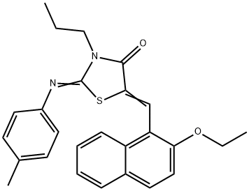 5-[(2-ethoxy-1-naphthyl)methylene]-2-[(4-methylphenyl)imino]-3-propyl-1,3-thiazolidin-4-one Struktur