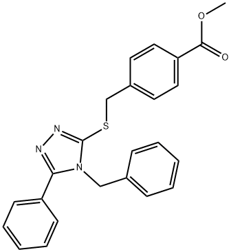 methyl 4-{[(4-benzyl-5-phenyl-4H-1,2,4-triazol-3-yl)sulfanyl]methyl}benzoate Struktur