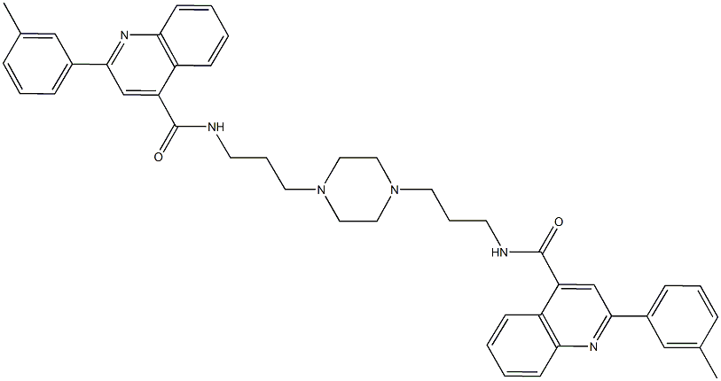 2-(3-methylphenyl)-N-(3-{4-[3-({[2-(3-methylphenyl)-4-quinolinyl]carbonyl}amino)propyl]-1-piperazinyl}propyl)-4-quinolinecarboxamide Struktur