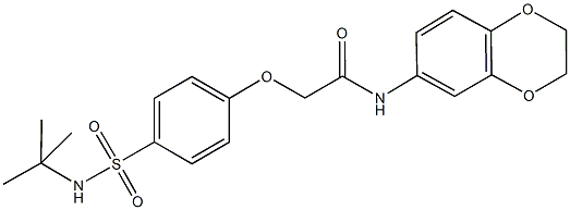 2-{4-[(tert-butylamino)sulfonyl]phenoxy}-N-(2,3-dihydro-1,4-benzodioxin-6-yl)acetamide Struktur