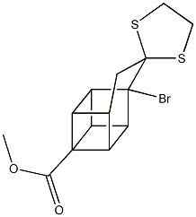 methyl 1'-bromospiro(1,3-dithiolane-2,9'-pentacyclo[4.4.0.0~2,5~.0~3,8~.0~4,7~]decane)-4'-carboxylate Struktur