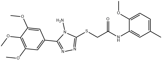 2-[[4-amino-5-(3,4,5-trimethoxyphenyl)-1,2,4-triazol-3-yl]sulfanyl]-N-(2-methoxy-5-methylphenyl)acetamide Struktur