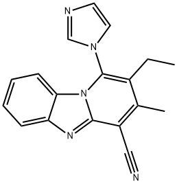 2-ethyl-1-imidazol-1-yl-3-methylpyrido[1,2-a]benzimidazole-4-carbonitrile Struktur