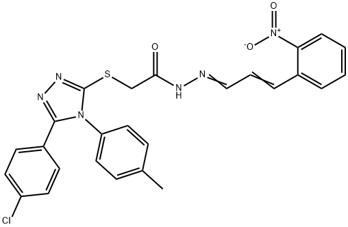 2-[[5-(4-chlorophenyl)-4-(4-methylphenyl)-1,2,4-triazol-3-yl]sulfanyl]-N-[(E)-[(E)-3-(2-nitrophenyl)prop-2-enylidene]amino]acetamide Struktur