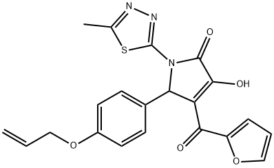 3-(furan-2-carbonyl)-4-hydroxy-1-(5-methyl-1,3,4-thiadiazol-2-yl)-2-(4-prop-2-enoxyphenyl)-2H-pyrrol-5-one Struktur