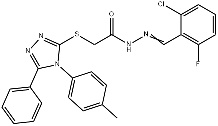 N-[(E)-(2-chloro-6-fluorophenyl)methylideneamino]-2-[[4-(4-methylphenyl)-5-phenyl-1,2,4-triazol-3-yl]sulfanyl]acetamide Struktur