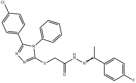 2-[[5-(4-chlorophenyl)-4-phenyl-1,2,4-triazol-3-yl]sulfanyl]-N-[(E)-1-(4-fluorophenyl)ethylideneamino]acetamide Structure