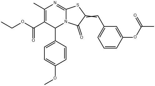 ethyl (2Z)-2-[(3-acetyloxyphenyl)methylidene]-5-(4-methoxyphenyl)-7-methyl-3-oxo-5H-[1,3]thiazolo[3,2-a]pyrimidine-6-carboxylate Struktur