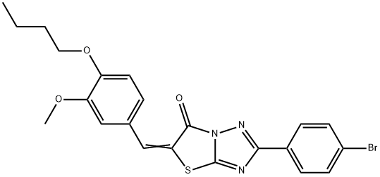 (5E)-2-(4-bromophenyl)-5-[(4-butoxy-3-methoxyphenyl)methylidene]-[1,3]thiazolo[3,2-b][1,2,4]triazol-6-one Struktur