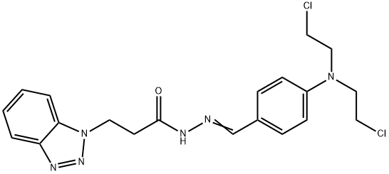 3-(benzotriazol-1-yl)-N-[(E)-[4-[bis(2-chloroethyl)amino]phenyl]methylideneamino]propanamide Struktur