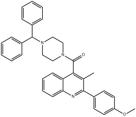 (4-benzhydrylpiperazin-1-yl)-[2-(4-methoxyphenyl)-3-methylquinolin-4-yl]methanone Structure