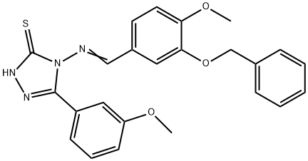 3-(3-methoxyphenyl)-4-[(E)-(4-methoxy-3-phenylmethoxyphenyl)methylideneamino]-1H-1,2,4-triazole-5-thione Struktur