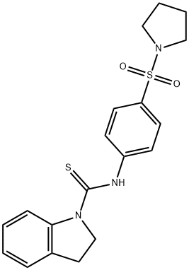 N-(4-pyrrolidin-1-ylsulfonylphenyl)-2,3-dihydroindole-1-carbothioamide Structure