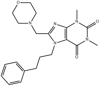 1,3-dimethyl-8-(morpholin-4-ylmethyl)-7-(3-phenylpropyl)purine-2,6-dione Struktur