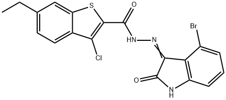N'-(4-bromo-2-oxoindol-3-yl)-3-chloro-6-ethyl-1-benzothiophene-2-carbohydrazide Structure