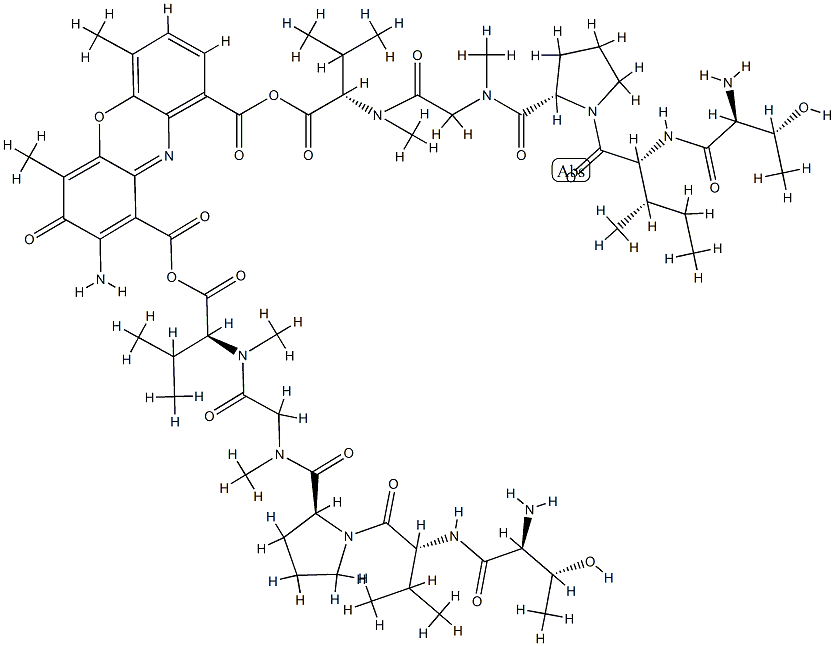 Actinocinedioyl(L-Thr-D-Val-L-Pro-N-methyl Gly-N-methyl-L-Val-OH)(L-Thr-D-aIle-L-Pro-N-methyl Gly-N-methyl-L-Val-OH) Struktur