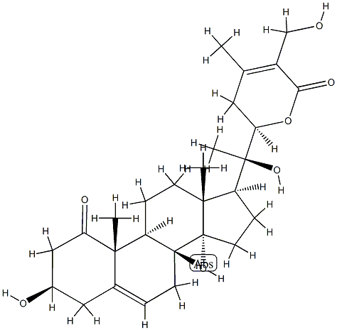(22R)-3β,14,20,22,27-Pentahydroxy-1-oxoergosta-5,24-dien-26-oic acid 26,22-lactone Struktur