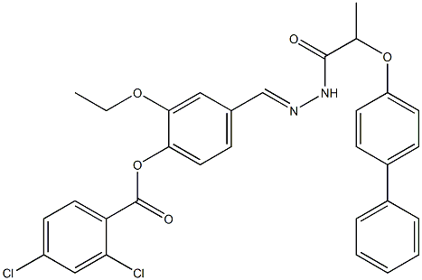 4-[(1Z)-[(2-{[1,1'-biphenyl]-4-yloxy}propanamido)imino]methyl]-2-ethoxyphenyl 2,4-dichlorobenzoate Struktur