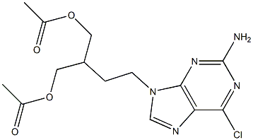 9-(4-acetoxy-3-acetoxymethylbutan-1-yl)-2-amino-6-chloropurine Struktur