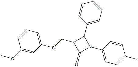 3-{[(3-methoxyphenyl)sulfanyl]methyl}-1-(4-methylphenyl)-4-phenyl-2-azetanone Struktur