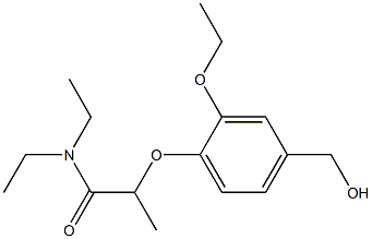 2-[2-ethoxy-4-(hydroxymethyl)phenoxy]-N,N-diethylpropanamide Struktur