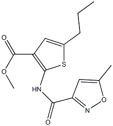 methyl 2-{[(5-methyl-3-isoxazolyl)carbonyl]amino}-5-propyl-3-thiophenecarboxylate Struktur
