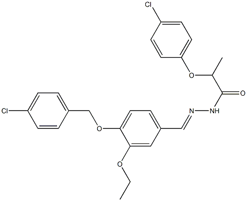 2-(4-chlorophenoxy)-N'-[(1E)-{4-[(4-chlorophenyl)methoxy]-3-ethoxyphenyl}methylidene]propanehydrazide Struktur