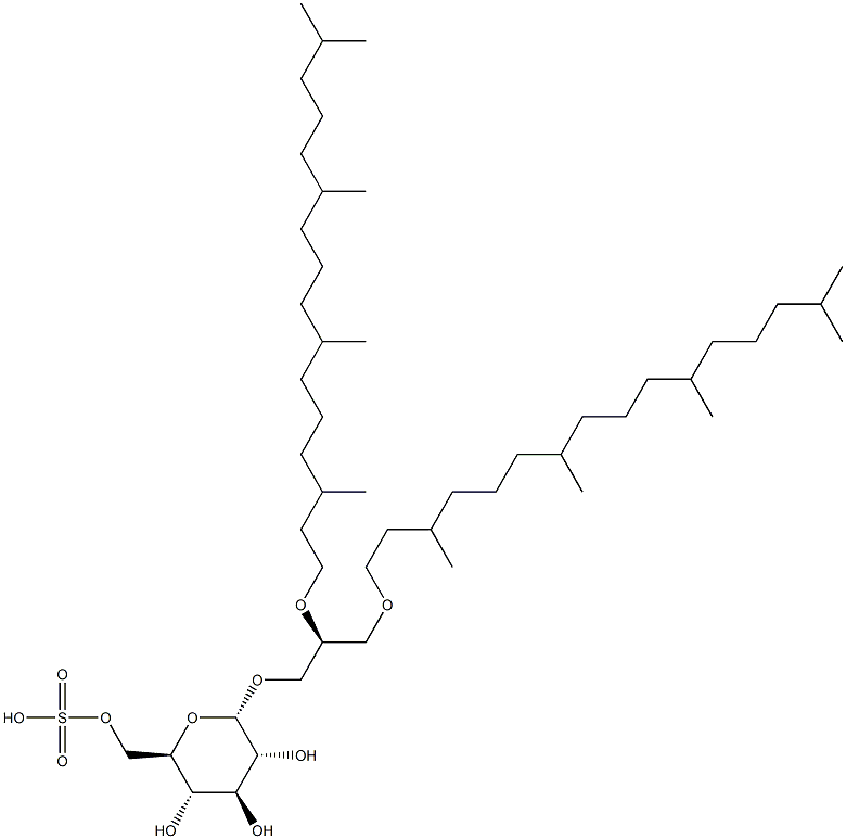 1-O-(6'-sulfo-alpha-D-glucopyranosyl)-2,3-di-O-phytanyl-sn-glycerol Structure