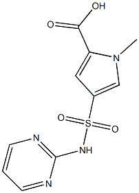 1-methyl-4-(pyrimidin-2-ylsulfamoyl)-1H-pyrrole-2-carboxylic acid Struktur