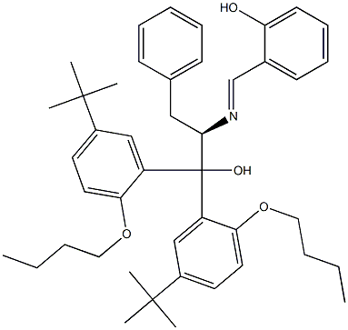 (R)-1,1-Bis[2-butoxy-5-(1,1-dimethylethyl)phenyl]-2-[[(E)-2-hydroxybenzylidene]amino]-3-phenyl-1-propanol Struktur